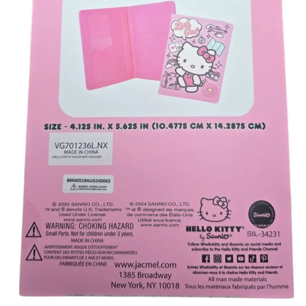 Hello Kitty Passport ID Holder Cute Pink Travel Wallet Sanrio Kawaii Organizer